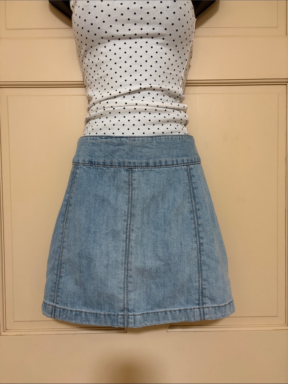 Free People Light Blue Denim Mini Skirt